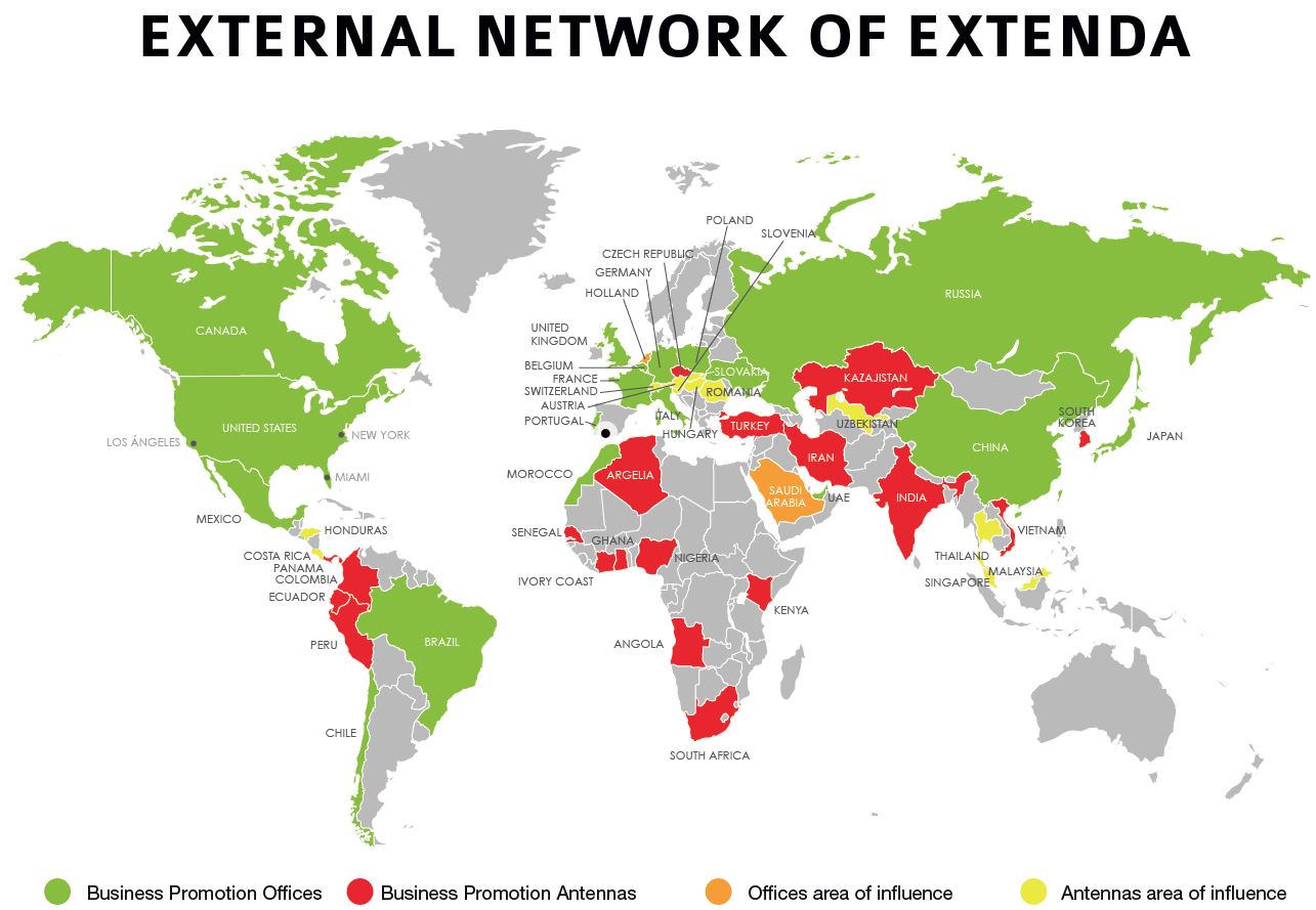 Map of the External network of Extenda