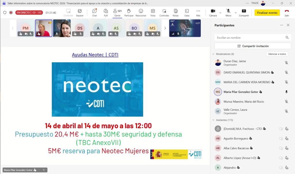 Imagen de la noticia Andalucía TRADE asesora a más de un centenar de firmas sobre la iniciativa Neotec que impulsa proyectos innovadores de base tecnológica