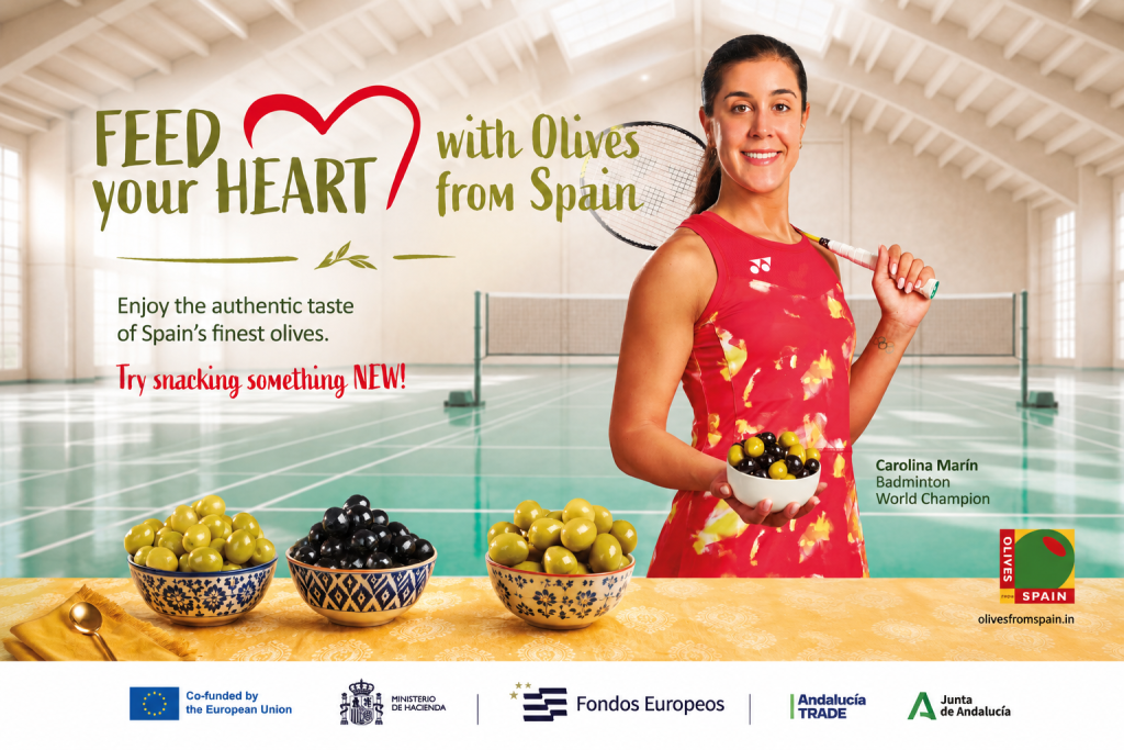 Imagen de la noticia Carolina Marín protagoniza la campaña de promoción de la aceituna de mesa andaluza en India impulsada por Andalucía TRADE e Interaceituna